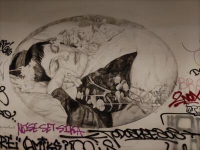 The Sleeper Among White Flowers — Street art by Marina Puche in València