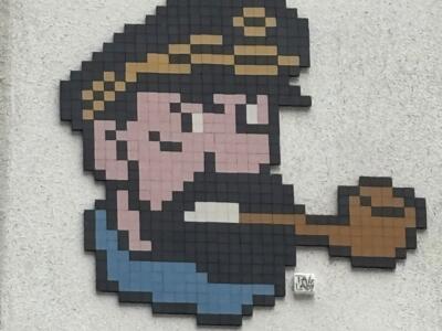 Captain Haddock with His Pipe — Street art by Tag Lady in La Rochelle