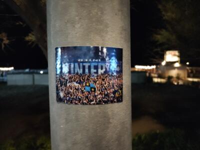 Inter Sticker at Night — Street art in Rivabella
