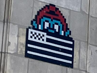 Papa Smurf with the Breton flag, by IPDO — Street art by IPDO in Vannes