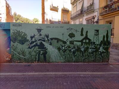 Grow Up With Soul, jardinier de robots — Street art de Xelon xlf à València