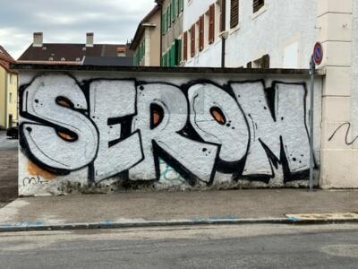 SEROM in Bubble Letters — Street art in La Chaux-de-Fonds