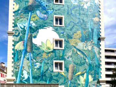Le Marais, la libellule de Liqen — Street art de Liqen à Le Locle