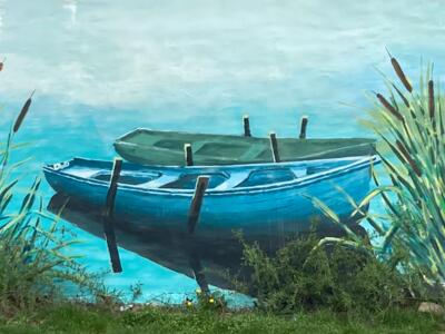 Łódki, Boats on the Lake — Street art in Giżycko
