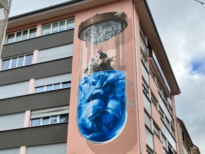 Gravity, the Whale Jar — Street art by Nevercrew in Le Locle