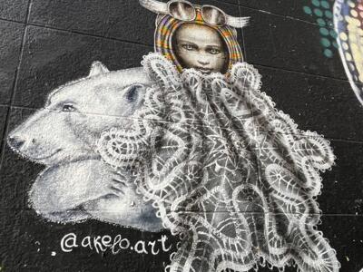 The Aviatrix and the Polar Bear by Akelo — Street art by Akelo in Paris
