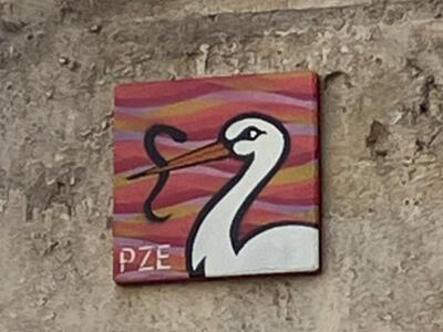 Stork — Street art by PZE in Orléans