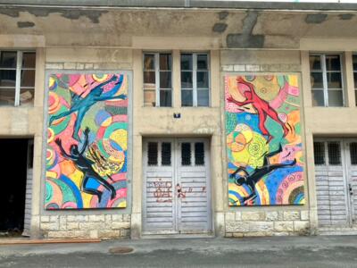 Danseurs sur fond psychédélique — Street art à La Chaux-de-Fonds