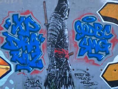 Darth Vader as a samurai — Street art in Saint-Nazaire