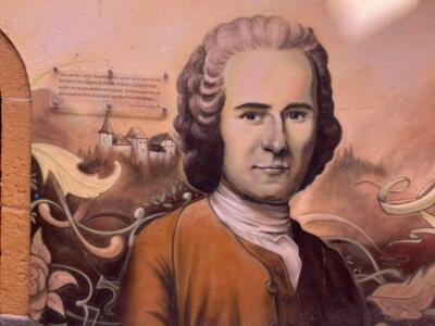 Portrait of Jean-Jacques Rousseau — Street art in Neuchâtel