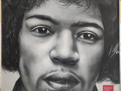 Jimi Hendrix en noir et blanc — Street art de Xolaka à València