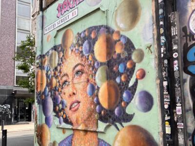 Roxanne, portrait pointilliste — Street art de James Cochran (Jimmy C) à London
