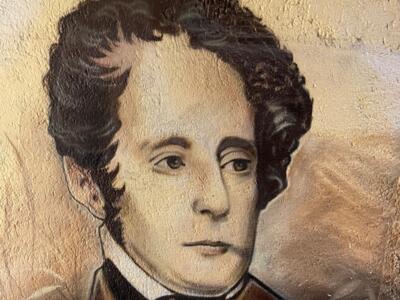 Portrait romantique en redingote — Street art à Neuchâtel