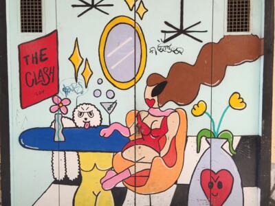 Chequered Room with a The Clash Poster — Street art by Cristina Rumin in València