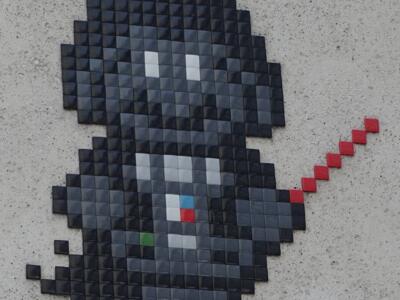Mario as Darth Vader with a Red Sabre — Street art by IN THE WOUP in Clermont-Ferrand