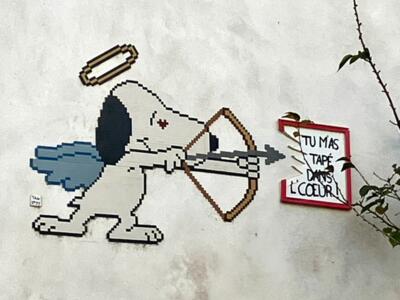 Snoopy, you caught my eye! — Street art by Tag Lady in Orléans