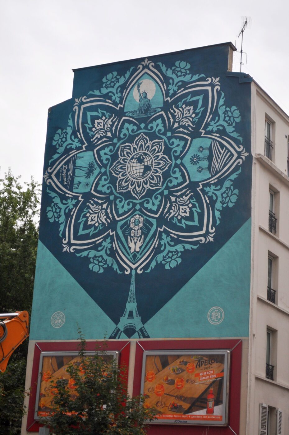 Obey's Mandala and Eiffel Tower by Shepard Fairey (Obey) - 60 Rue Jeanne d'Arc, 75013 Paris