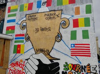 Journée mondiale du football france-lyon-graffiti