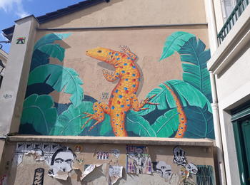 Lézard jaune france-paris-graffiti