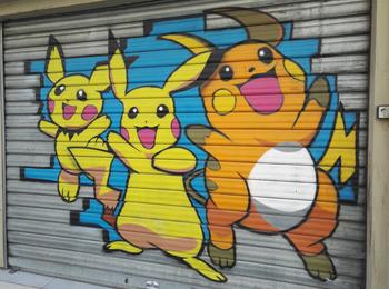 Pikachu family france-bourges-graffiti