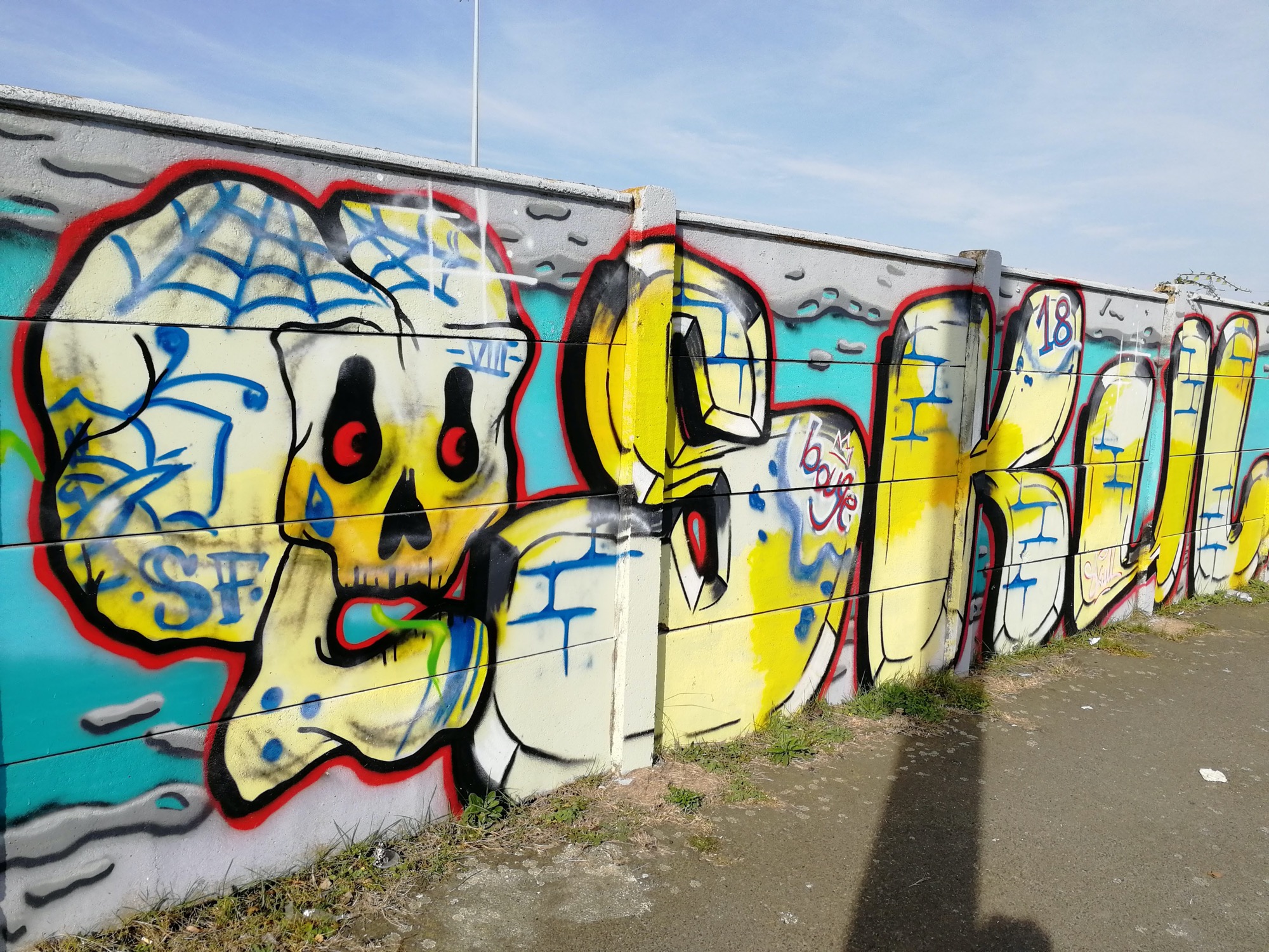 Graffiti 916 Skull bmtc capturé par Rabot à Saint-Nazaire France