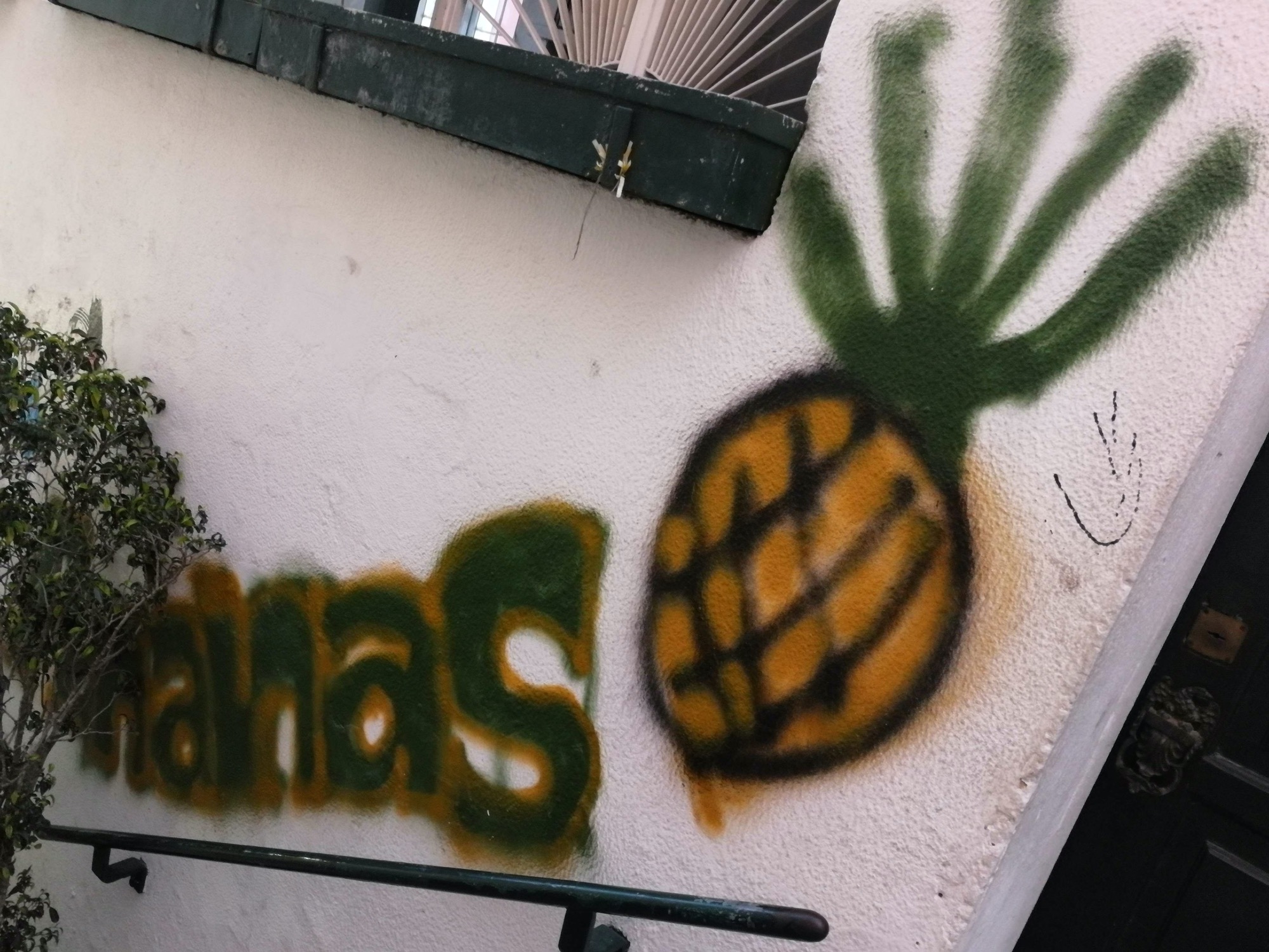 Graffiti 947 Ananas capturé par Rabot à Lisboa Portugal