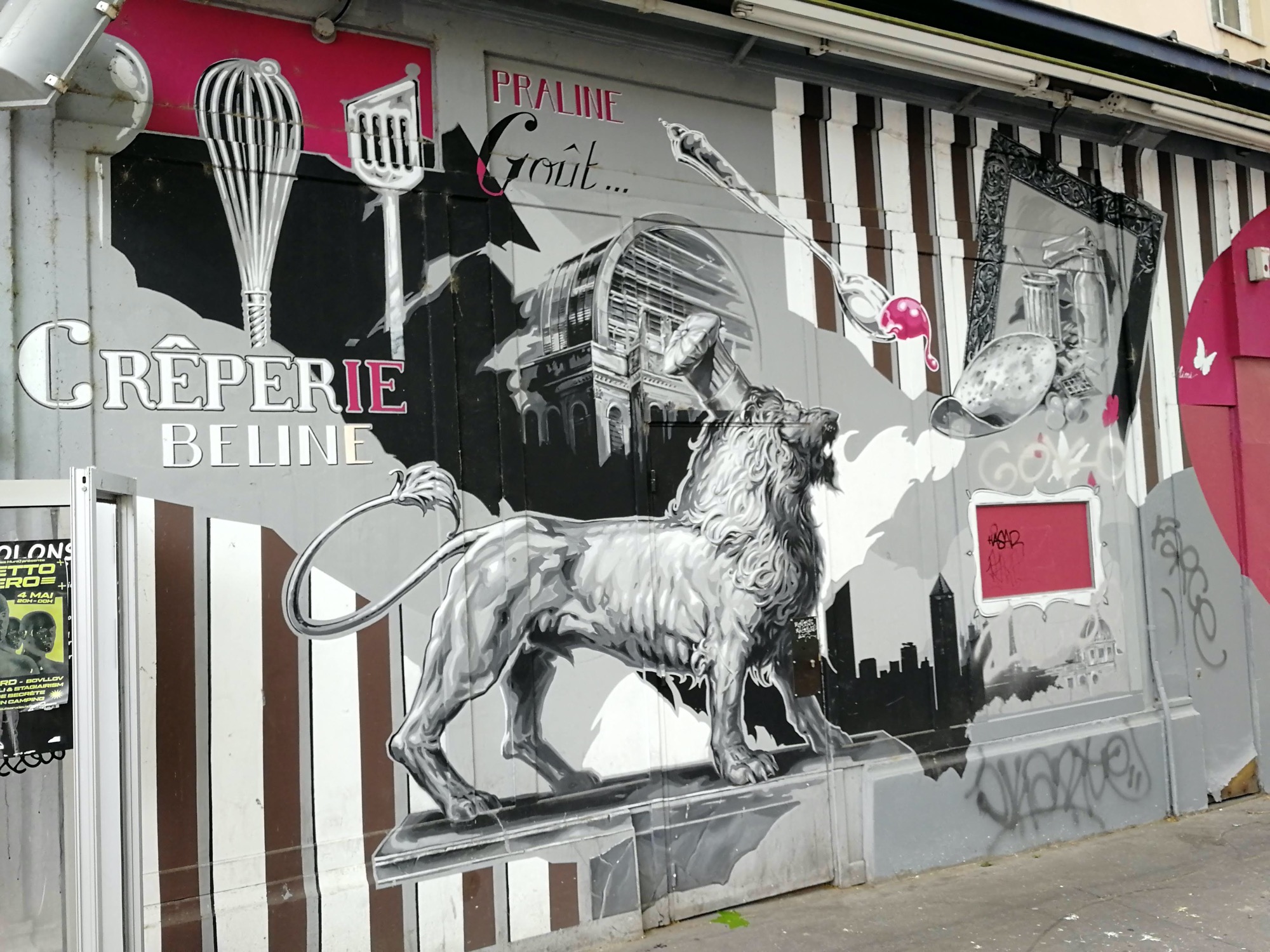 Graffiti 1551 Crêperie beline capturé par Rabot à Lyon France