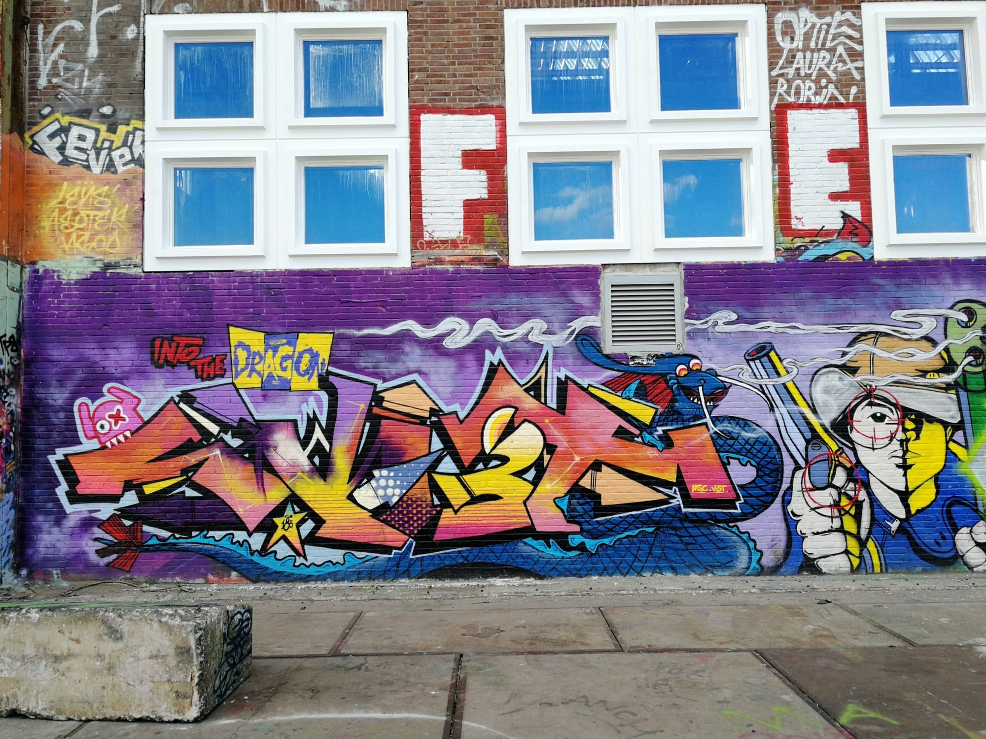 Graffiti 1716 Into the dragon captured by Rabot in Amsterdam Netherlands