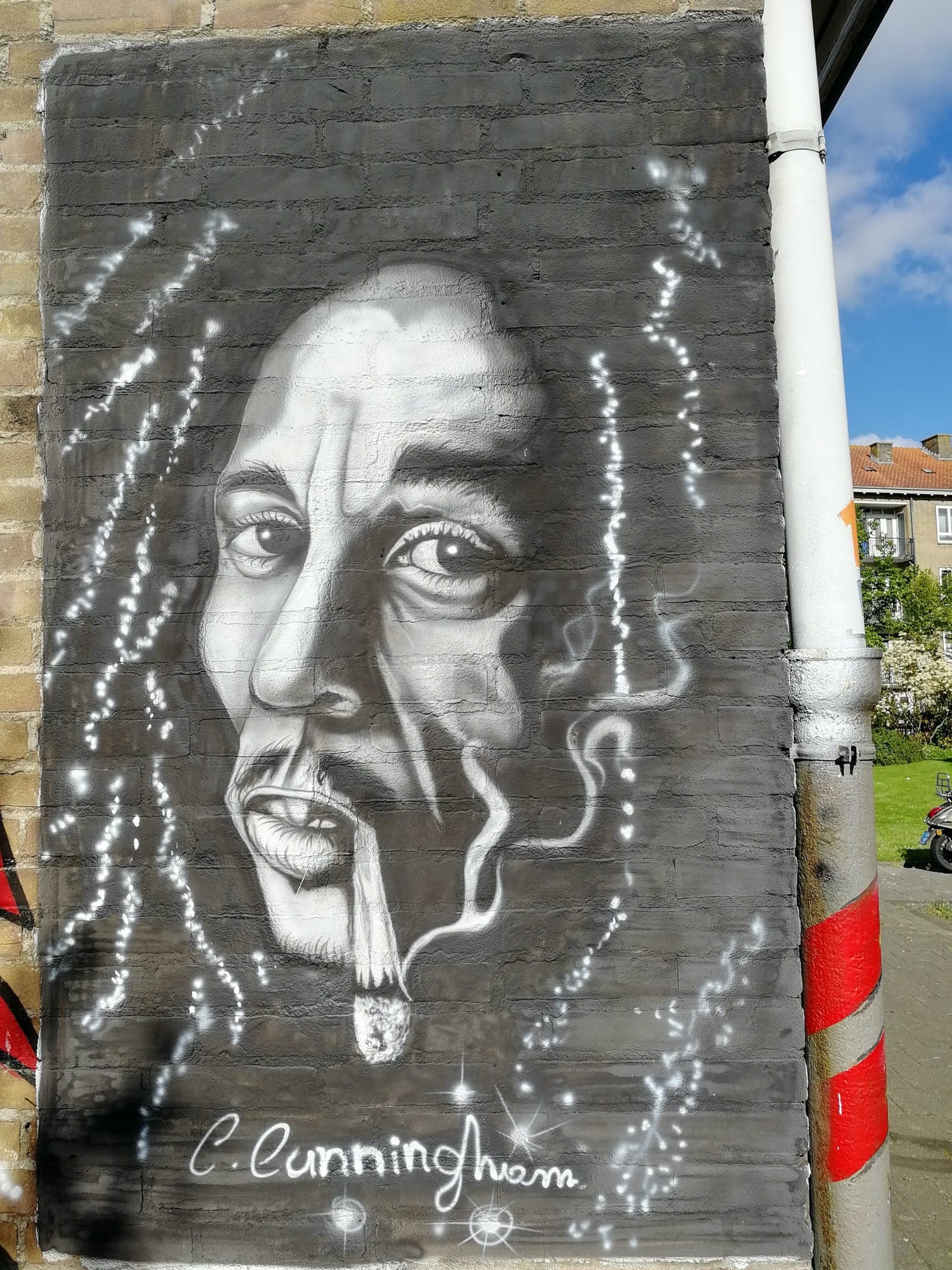 Graffiti 1759 Bob Marley capturé par Rabot à Amsterdam Netherlands
