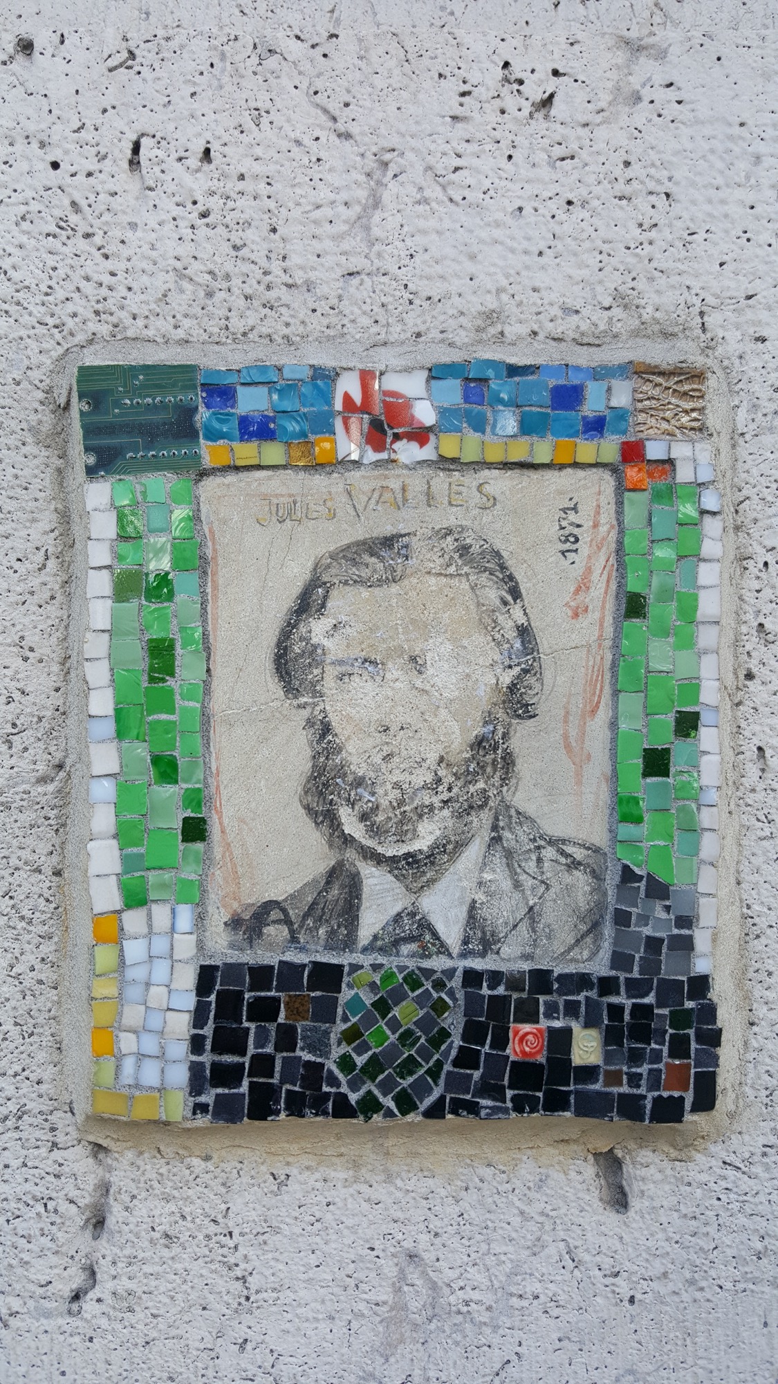 Mosaic 1943 Morèje : Jules Vallès by the artist Morèje captured by Castriaypidi in Paris France