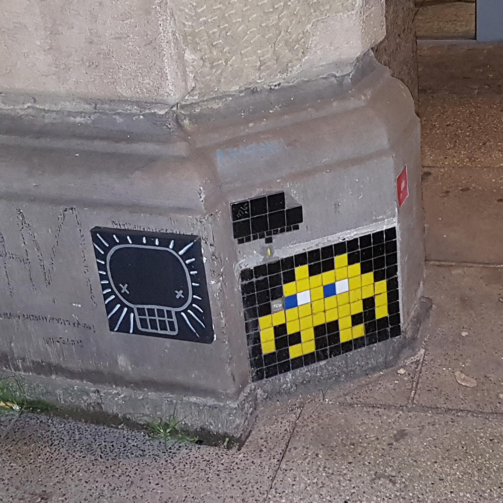 Sticking 3797 Roka meets Invader by the artist Invader captured by alondans in cologne Germany