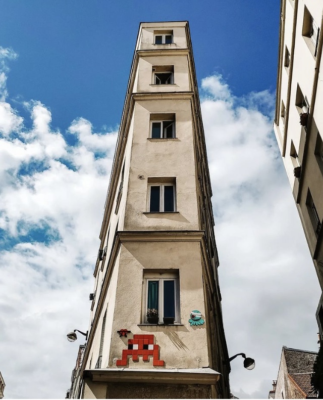 Sticking 5444 Gzup A2 Invader paris by the artist Invader in Paris France