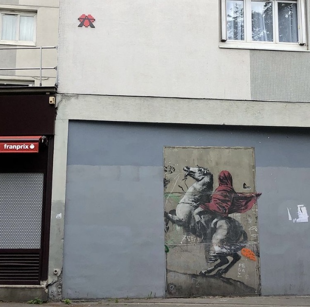 Graffiti 5448 A2 banksy by the artist A2 in Paris France