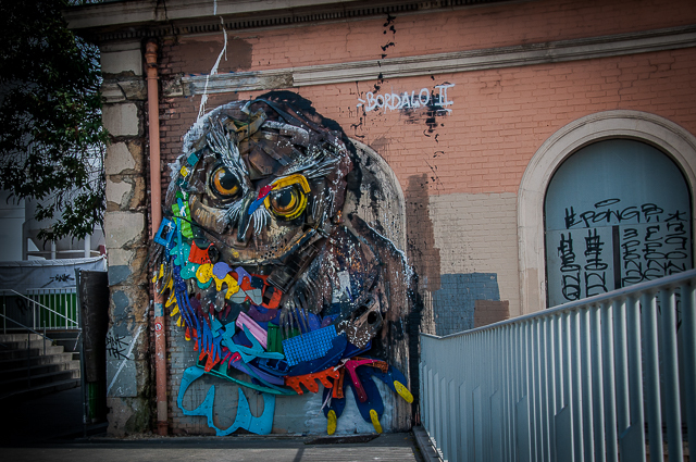 Sticking 6260 La chouette by the artist Bordalo II captured by laurentbtphotos in Paris France